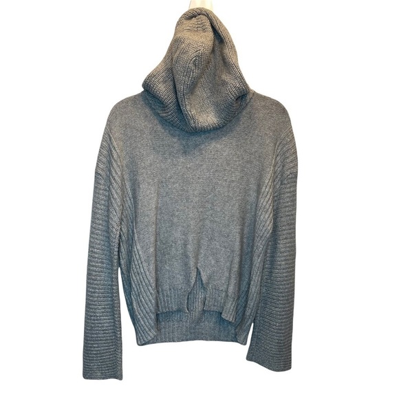 Abound Ribbed Knit Slit Back Hooded Sweater Grey Heather Large NWT New - Picture 7 of 8
